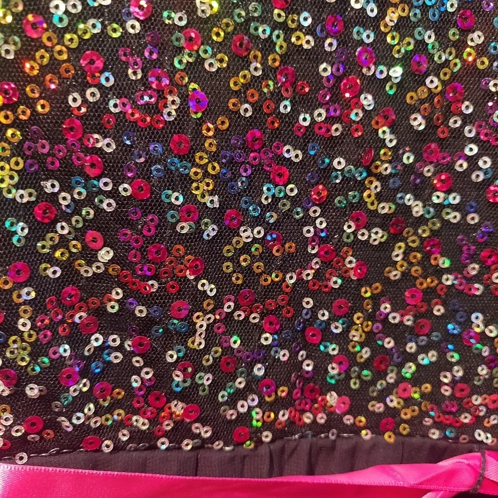 Xhilaration Multi-Colored Dress with attached Sequin Tank top. Size L 10-12